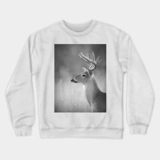 White-tailed deer in Black and White Crewneck Sweatshirt